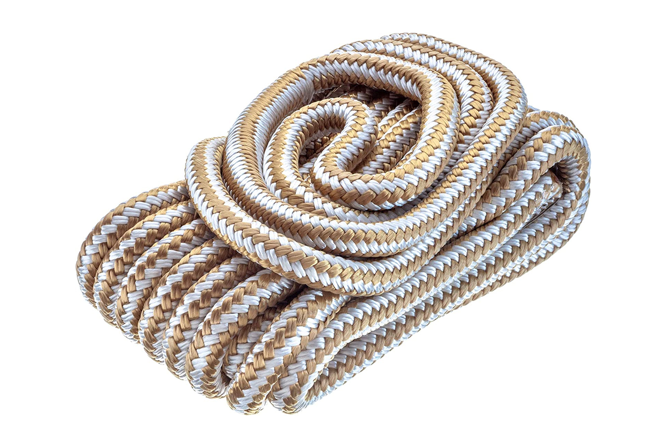 Attwood Premium Double Braided Nylon Dock Line 1/2 Inch x 15 Foot, White/Gold