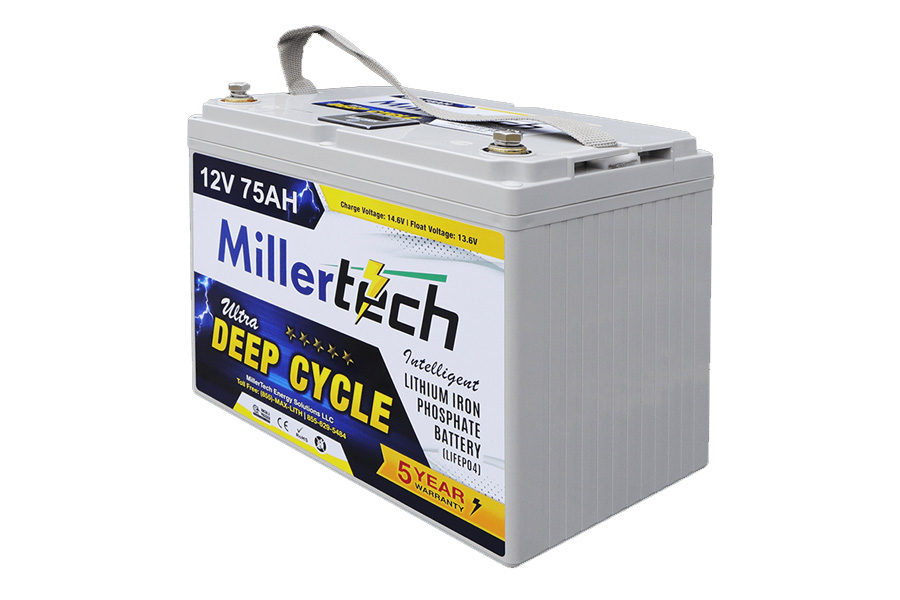 Millertech 12V 75AH Intelligent Lithium Iron Phosphate Battery