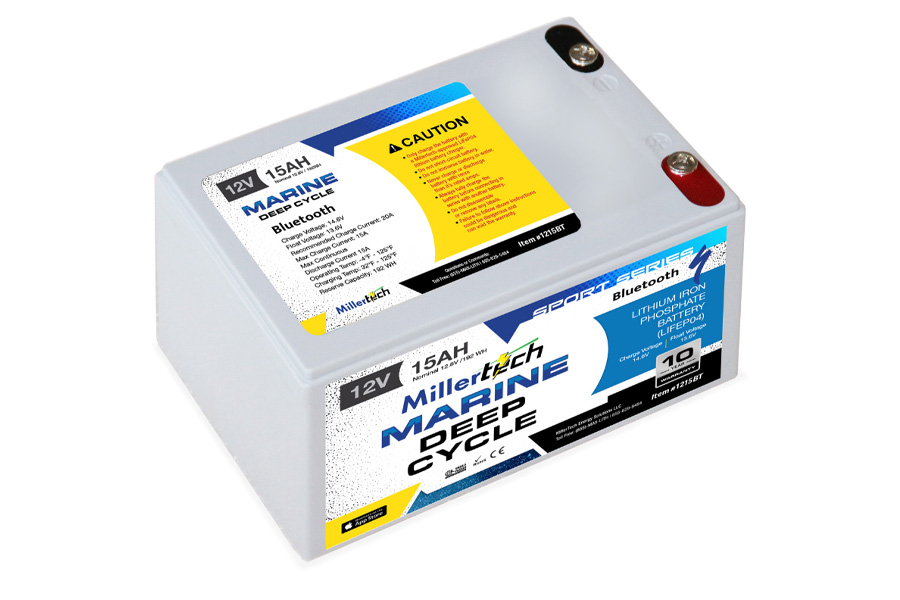 Millertech 12V 15AH Sport Series Lithium Battery with Bluetooth