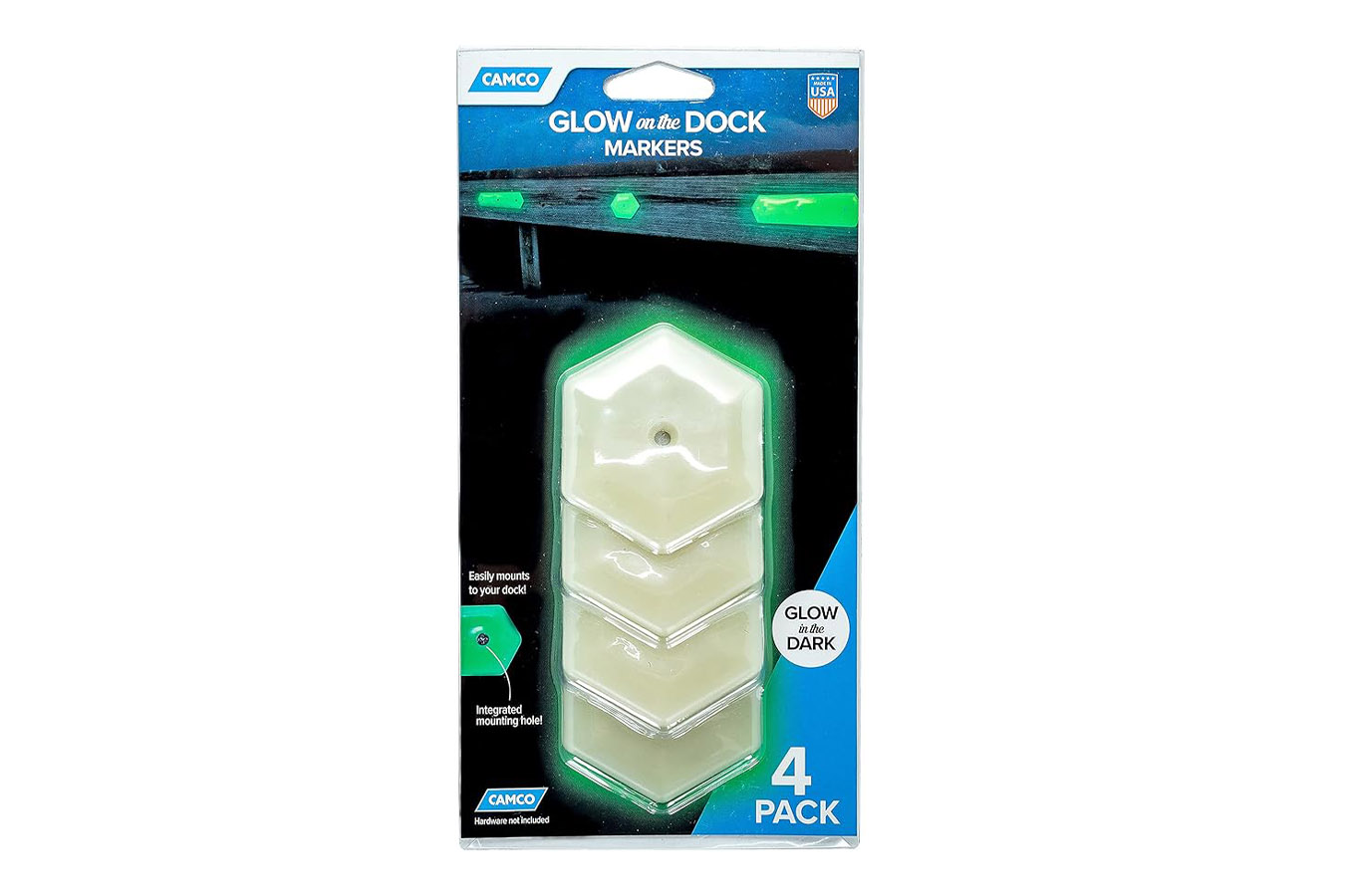 Camco Glow On The Dock Pier Markers 4-Pack Hexagon