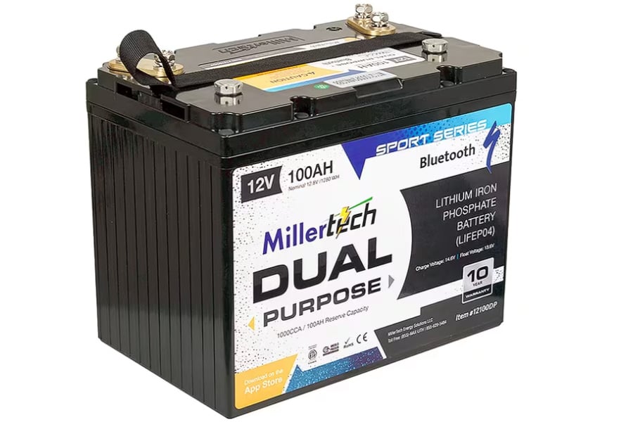 Millertech 12V 100AH Sport Series Starting Battery Group Size 24 with Bluetooth