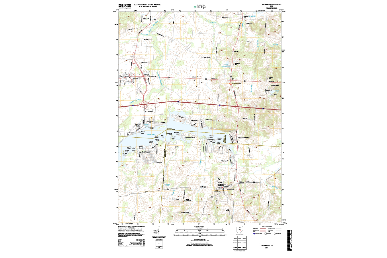 Franks Wholesale Topo Map of Buckeye Lake